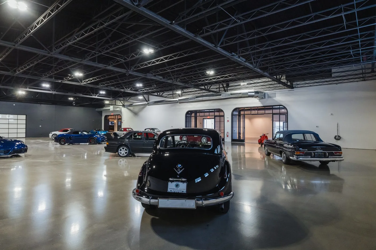 Collector automobiles in the Archive showroom