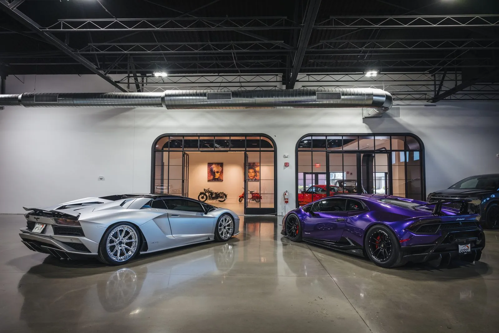 Collector Lamborghinis in the Archive gallery showroom